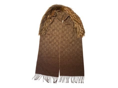 gucci fur trim scarf|Gucci neckerchief.